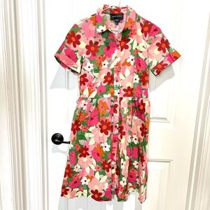 Donna Morgan Pink Floral Fit & Flare Midi Dress Sz 4 Classic Preppy Feminine